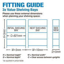 Load image into Gallery viewer, BiGDUG 3x Bay Garage Shelving Heavy Duty Steel Shed Storage Shelving Kit, 179cm x 90 cm, 200kg capacity Per Shelf With Free Mallet Blue Workshop Factory (179 x 90 x 45)