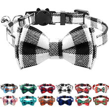 Load image into Gallery viewer, Joytale Cat Collar with Bell and Bow Tie, Quick Release Safety Collars for Kitten and Cats, Soft Tartan Collar, 1 Pack, Black