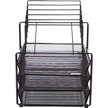 Load image into Gallery viewer, Dasher Products Mesh Desk Organizer and Storage - Office Organizer with 3 Sliding Letter Trays and 5 Vertical File Holders,Steel Mesh Letter Trays for Desk Organization