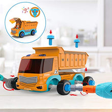 Load image into Gallery viewer, JOYIN Remote Control Take Apart Construction & Garbage Truck with Built-in Lights and Sounds and Drill for Kids STEM Assembly Vehicle Toy City Collection Gift