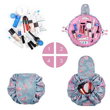 Load image into Gallery viewer, Portable Lazy Drawstring Makeup Bag Travel Cosmetic Pouch Toiletry Organizer Waterproof Large for Women and Girls (A-Flamingo)