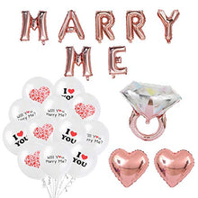Load image into Gallery viewer, ETLEE Will You Marry Me Decoration Set - Rose Gold 16" Marry Me Balloons Banner & Diamond Ring Foil Balloon & Love Balloons for Marriage Proposal Decorations