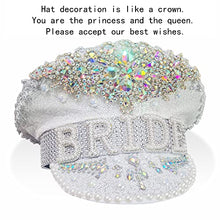 Load image into Gallery viewer, Bride Hat - Handmade Hat - Hen Party Games - Hen Party Accessories - Hen Party Photo Booth Props - Great for Hen Parties, Bride Tribes, Pool Parties and Weddings White (White,crystal & Iridescent)