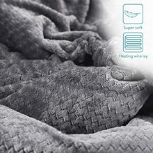Load image into Gallery viewer, Navaris Electric Blanket - Double Size Heated Over Blanket with 3 Heat Settings and Auto Shut Off Timer - Plush Polyester Bed Throw (Grey/White)