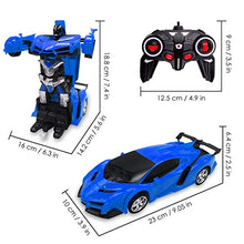 Load image into Gallery viewer, Pup Go 2 in 1 Transforming Remote Control Car, One-Click Deformation Robot RC Car Toys for Kids Age 3 4 5 6+ Year Old, Rechargeable 360° Rotation with Light, Birthday Gifts for Boys (Blue)