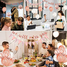 Load image into Gallery viewer, We Will Miss You Decorations Rose Gold Good Luck Balloons Party Decorations with Rose Gold Triangle Flag Banner Confetti Balloon for Retirement Graduation Leaving Party Going Away Farewell Decorations