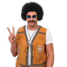 Load image into Gallery viewer, Adults Black Curly Afro Wig Mens & Womens Pop Hippie 70s Disco Fever Hair