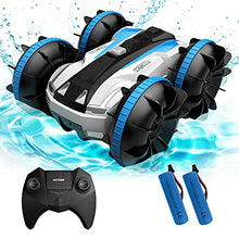Load image into Gallery viewer, Tecnock Remote Control Car Boat Toy for Kids, 4WD Amphibious RC Vehicle, 2.4Ghz Off Road Electric Racing Stunt Boats, All Terrain Waterproof Car for Boys and Girls (Blue)