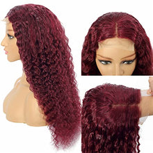 Load image into Gallery viewer, Burgundy Lace Front Wig 4X4 Deep Wave Frontal Wig Brazilian Closure Wigs For Women Human Hair Human Hair Wigs Preplucked 24inch