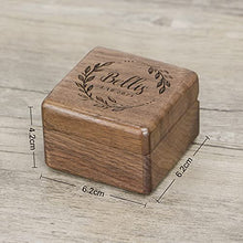 Load image into Gallery viewer, Custom Wooden Wedding Ring Box, Wooden Double Ring Box, Engagement Ring Box, Walnut Storage Ring Box, Wedding Birthday Gifts For Women