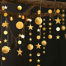 Load image into Gallery viewer, 52 Ft Gold Twinkle Little Star Party Garlands Kit Metallic Matt Gross Big Paper Circle Garland Bunting Banner Decoration for Birthday Baby Shower Wedding Graduation Ramadan Mubarak Eid Party Kids Room