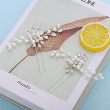 Load image into Gallery viewer, 3 PCS Bridal Hair Pins, SONGQEE Pearl Flower Crystal Bridal Bridesmaid Jewelry Wedding Hair Pin Clips Rhinestone Headpiece Accessories Bobby Pin