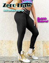 Load image into Gallery viewer, RIOJOY Women's Ruched Butt Fitness Leggings High Waist Stretchy Honeycomb Texture Running Tights,Black,Small