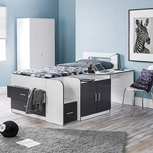 Load image into Gallery viewer, Mid Sleeper with Storage, Happy Beds Cookie White Charcoal Grey Multicolour Wood Modern Cabin Bed - 3ft Single (90 x 190 cm) Frame Only