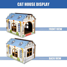 Load image into Gallery viewer, SEKAM Cardboard Cat House with Scratcher/Catnip, (42 x 30.5 x 33 cm) Cat Play House for Indoor Cats, Cat Scratching Toy, Cat Hideaway Furniture for Cat Birthday