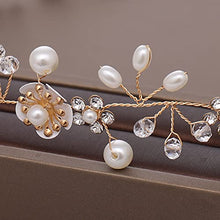 Load image into Gallery viewer, Crystal Pearl Bridal Headband Flower Hair Vine festival Wedding Hair Accessories Gold Headpiece Hair Bands Tiara Hair Accessories for Women Girls Bridesmaid Bohemian hair bands