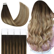 Load image into Gallery viewer, Tape in Hair Extensions Human Hair Brown to Medium Brown Mix Blonde 12inch 100% Real Remy Human Hair Extensions Tape in Extensions Human Hair 20 Pcs/30g