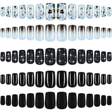 Load image into Gallery viewer, 120 Pieces 5 Sets Medium Square Press on Nails Matte Ballerina False Nails Solid Color Fake Nails Glitter Artificial Coffin Nails Tips Full Cover False Nails for Salon Home Nail Art DIY