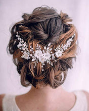 Load image into Gallery viewer, Simsly Bride Hair Wedding Hair Vines, Crystal Headpieces Flower Headband Bridal Hair Pieces, Pearl Hair Accessories for Women and Girls Hair Styling Accessories(Silver)