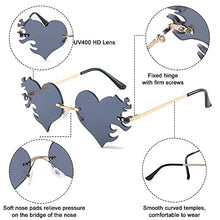Load image into Gallery viewer, Heart Sunglasses for Women, Trendy Rimless Sunglasses UV400 Protection Unique Heart Glasses for Party Favor Costume Accessories(purple)