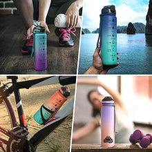 Load image into Gallery viewer, 1L Water Bottle 1 litre Drinks Bottles with straw and Motivational Time Markings;1ltr Large Sports Gym Leakproof Reusable Bpa Free Drinking Bottle; 1litre Daily Intake Tracker Measurements Men Women
