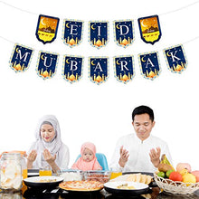 Load image into Gallery viewer, TUPARKA Eid Mubarak Banner Ramadan Decorations, Moon Stars Garland for Eid Festival Party Decoration, Gold Glitter Ramadan Kareem Decor Supplies