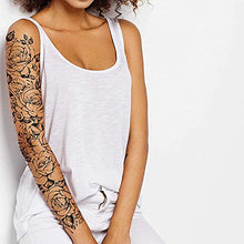 Load image into Gallery viewer, Temporary tatoo sleeve for women Stick on flower rose flora flowers adult temporary tattoo sticker transfer female body art realistic waterproof rockstar biker goth temp tattoo legs festival