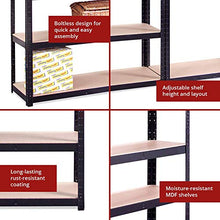Load image into Gallery viewer, G-Rack Garage Shelving Units - 5 Tier Metal Storage Shelves - Black Utility Rack for Shed, Workshop, Office Warehouse - 180cm x 90cm x 40cm, 875KG Capacity (175KG Per Shelf Unit) - 5 Year Warranty