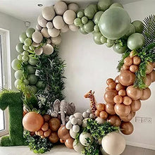 Load image into Gallery viewer, Thinbal Saga Green Brown Balloon Arch Garland Kit, 100pcs Jungle Theme Safari Party Decorations, Retro Green Coffee Apricot Balloons for Kids Boys Girls Birthday, Baby Shower, Weeding Party Supplies