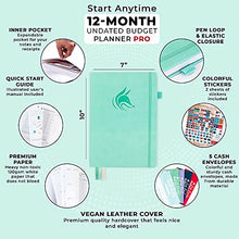 Load image into Gallery viewer, Clever Fox Budget Planner Pro – Financial Organizer + Cash Envelopes. Monthly Finance Journal, Expense Tracker & Personal Account Book, Undated, 18cm x 25cm – Mint Green