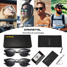 Load image into Gallery viewer, KANASTAL 2 Pairs Semi Rimless Polarized Sunglasses for Mens Womens, Designer Fashion Black Sunglasses Women Horn rimmed Sunglasses UV Protection-Black Lens