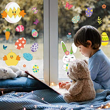 Load image into Gallery viewer, Hianjoo 130 PCS Easter Window Cling, 9 Sheets Easter Bunny Window Stickers PVC Static Stickers with Rabbit, Eggs, Carrot, Egg Basket, Flower Wreath, Flower, Butterfly for Easter Decoration