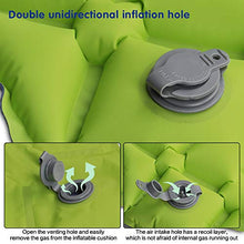 Load image into Gallery viewer, GEEDIAR Inflatable Sleeping Mat Ultralight Camping Mattress with Pillow, Waterproof Double-Sided Color Sleeping Pad, Folding Inflating Single Bed Portable Air Pad for Trekking Backpacking (Blue+Green)