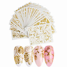 Load image into Gallery viewer, 20 Sheets 3D Gold Glitters Nail Stickers Nail Decals Nail Art Designs Self-Adhesive DIY Manicure Decoration Kit for Women Girls