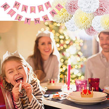 Load image into Gallery viewer, Birthday Party Decorations Rose Gold Birthday Banner Birthday Decorations for Girls and Women Including “Happy Birthday” Banner Foil Balloons Paper Pom Poms Confetti Balloon Party Supplies