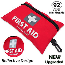 Load image into Gallery viewer, Mini First Aid Kit, 92 Pieces Small First Aid Kit - Includes Emergency Foil Blanket, Scissors for Travel, Home, Office, Vehicle, Camping, Workplace & Outdoor (Red)
