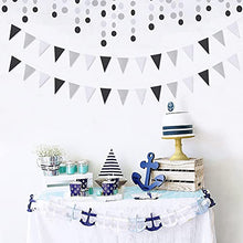 Load image into Gallery viewer, Black White Silver Pennant Banner,2 Pack Glitter Sprinkles Paper Triangle Flags, Birthday Graduation 2021 Fathers Day Wedding Baby Shower Party Decorations Bunting Lasting Surprise
