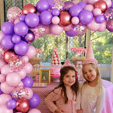 Load image into Gallery viewer, Purple Pink Balloon Arch Kit, Balloon Garland 80PCS Latex Birthday Party Decorations Including Metallic Purple Red Balloons & Rose Gold Confetti Balloons for Birthday Baby Bridal Shower Party Supplies