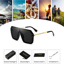 Load image into Gallery viewer, Oversized Sunglasses for Women Men Classic Trendy Flat Top Sunglasses UV400 Protection Black
