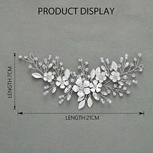 Load image into Gallery viewer, Vakkery Bride Flower Wedding Hair Vines Silver Crystal Headbands Floral Bridal Hair Accessories for Women and Girls