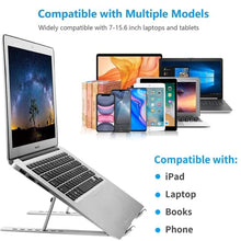 Load image into Gallery viewer, Adjustable Laptop Stand, Portable Aluminium Laptop Riser Laptop Holder for Desk, Foldable Ventilated Cooling Computer Support Stand for Apple MacBook Pro/Air, HP, Sony, Dell, More 10-15.6”