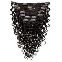 Load image into Gallery viewer, Easyouth Clip in Hair Extensions Real Human Hair Natural Wavy Clip in Extensions Curly Hair Darkest Brown Hair Extensions Clip in 22 Inch 100g 7Pcs