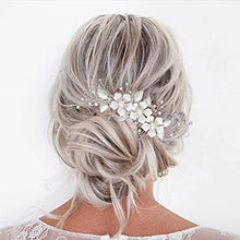 Load image into Gallery viewer, Vakkery Bride Flower Wedding Hair Vines Silver Pearl Hair Piece Bridal Hair Accessories for Women and Girls
