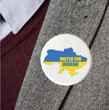 Load image into Gallery viewer, stika.co United with Ukraine Badge, Pin Button Badge, United against war, 38mm, Button Chest Pin Badge (2)