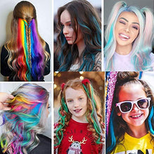 Load image into Gallery viewer, 10Pcs Colored Clip in Hair Extensions 20 Inch Colorful Hair Extension for Girls Women Kids Rainbow Multi-Colors Party Highlights Synthetic Hairpieces Long Wavy Curly - Dark Blue