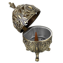 Load image into Gallery viewer, BSTKEY Vintage Metal Zinc Incense Burner, Decorative Incense Holder Burner with Removable Tray Aromatherapy Burner for Home Office Spa, Bronze
