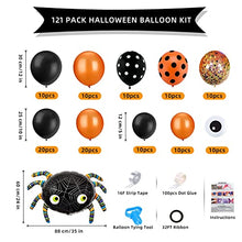 Load image into Gallery viewer, Halloween Decorations,Halloween Balloons, 121PCS Halloween Balloons Arch Garland Kit, Black Orange Confetti Balloons with Big Spider Balloon for Halloween Decor Halloween Party Decorations