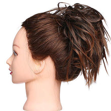 Load image into Gallery viewer, Scrunchie Scrunchy Hair Bun Extensions Curly Messy - Light Auburn & Dark Brown - Synthetic Chignon Ombre Ponytail Donut Harpiece