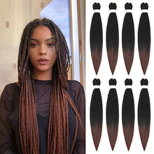 Load image into Gallery viewer, 8 Packs/Lot EZ Braid 26 inch Professional Pre Stretched Braiding Hair Yaki Texture Braiding Hair for Crochet Hair Braids Long Free Synthetic Fiber Hair Extensions (#T1B/30)