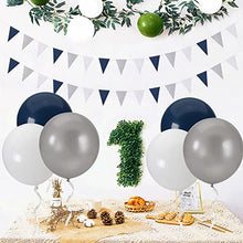 Load image into Gallery viewer, 18-Inch Large Balloons Big Ballons - Navy Blue White Silver Latex Giant Round Helium Balloon Graduation Wedding Bridal Decorations Birthday Party Boy Baby Shower Decor 15pcs Lasting Surprise